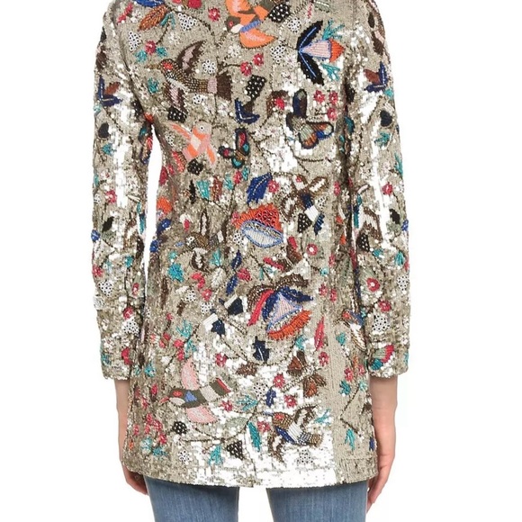 Alice + Olivia Rory Beaded Embellished Jacket Bird Long  Coat Size S $1095 - Picture 11 of 11